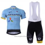 2017 Abbigliamento Ciclismo Astana Blu Manica Corta e Salopette