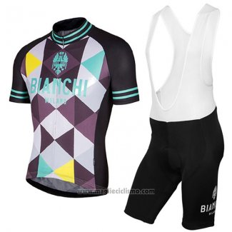 2017 Abbigliamento Ciclismo Bianchi Milano Aviolo Nero Manica Corta e Salopette