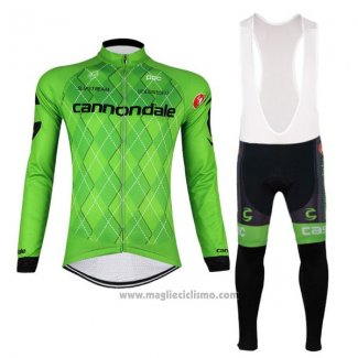 2017 Abbigliamento Ciclismo Cannondale Verde e Nero Manica Lunga e Salopette