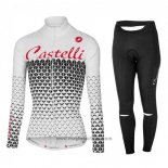 2017 Abbigliamento Ciclismo Donne Castelli Bianco Manica Lunga e Salopette