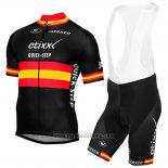 2017 Abbigliamento Ciclismo Etixx Quick Step Campione Spagna Giallo e Nero Manica Corta e Salopette