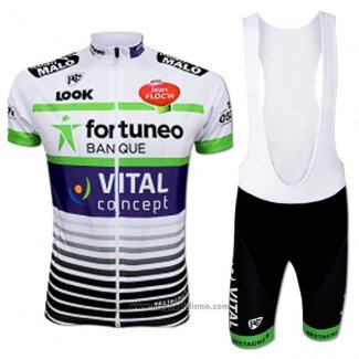 2017 Abbigliamento Ciclismo Fortuneo Vital Concept Bianco Manica Corta e Salopette