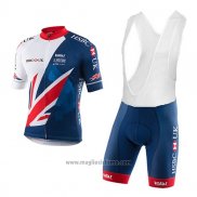 2017 Abbigliamento Ciclismo Great Britain Blu e Bianco Manica Corta e Salopette