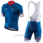 2017 Abbigliamento Ciclismo Kalas HSBC GB Blu Manica Corta e Salopette