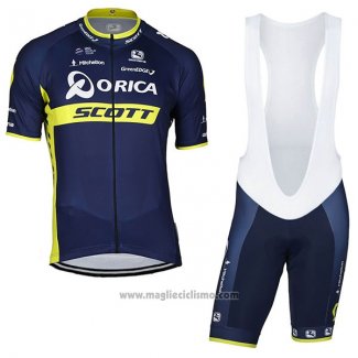 2017 Abbigliamento Ciclismo Orica Scott Blu Manica Corta e Salopette