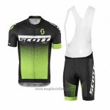 2017 Abbigliamento Ciclismo Scott Verde Manica Corta e Salopette