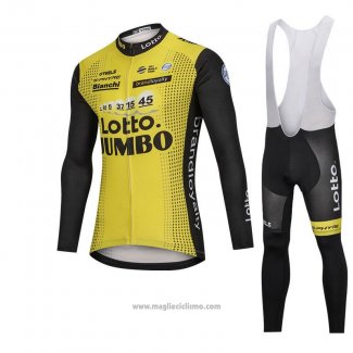 2018 Abbigliamento Ciclismo Lotto NL Jumbo Giallo Manica Lunga e Salopette