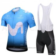 2018 Abbigliamento Ciclismo Movistar Blu Manica Corta e Salopette