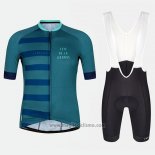 2018 Abbigliamento Ciclismo Tete de La Course Verde Blu Manica Corta e Salopette