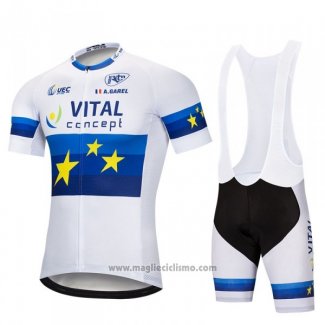 2018 Abbigliamento Ciclismo Vital Concept Bianco Blu Manica Corta e Salopette