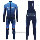 2019 Abbigliamento Ciclismo Casteli De Rosa Blu Manica Lunga e Salopette