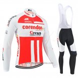 2019 Abbigliamento Ciclismo Corendon Circus Bianco Rosso Manica Lunga e Salopette