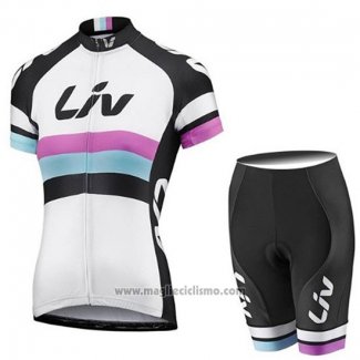 2019 Abbigliamento Ciclismo Donne Liv Bianco Nero Manica Corta e Salopette