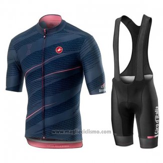 2019 Abbigliamento Ciclismo Giro d'Italia Spento Blu Manica Corta e Salopette