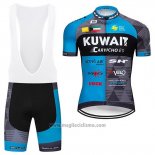 2019 Abbigliamento Ciclismo Kuwait Blu Grigio Manica Corta e Salopette