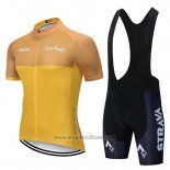 2019 Abbigliamento Ciclismo STRAVA Giallo Manica Corta e Salopette