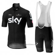 2019 Abbigliamento Ciclismo Sky Nero Manica Corta e Salopette