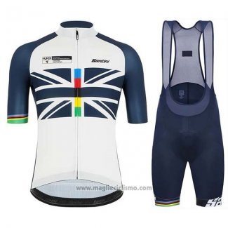 2019 Abbigliamento Ciclismo USA Bianco Spento Blu Manica Corta e Salopette