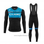 2020 Abbigliamento Ciclismo Cube Nero Blu Manica Lunga e Salopette