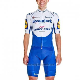 2020 Abbigliamento Ciclismo Deceuninck Quick Step Bianco Azul Manica Corta e Salopette