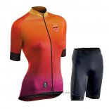 2020 Abbigliamento Ciclismo Donne Northwave Arancione Manica Corta e Salopette