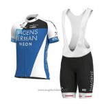 2020 Abbigliamento Ciclismo Hagens Berman Axeon Blu Bianco Manica Corta e Salopette