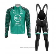 2020 Abbigliamento Ciclismo Vital Concept-BB Hotels Bianco Verde Manica Lunga e Salopette