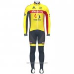 2020 Abbigliamento Ciclismo Wallonie Bruxelles Giallo Rosso Manica Lunga e Salopette