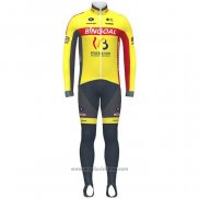 2020 Abbigliamento Ciclismo Wallonie Bruxelles Giallo Rosso Manica Lunga e Salopette