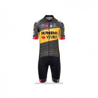 2021 Abbigliamento Ciclismo Jumbo Visma Nero Giallo Manica Corta e Salopette