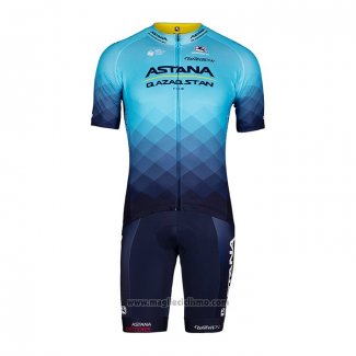 2022 Abbigliamento Ciclismo Astana Blu Manica Corta e Salopette