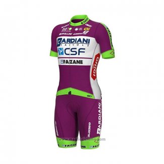 2022 Abbigliamento Ciclismo Bardiani Csf Viola Verde Manica Corta e Salopette