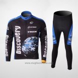 2007 Abbigliamento Ciclismo Trek Nero e Blu Manica Lunga e Salopette Pantaloni