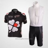 2010 Abbigliamento Ciclismo FDJ Bianco e Nero Manica Corta e Salopette