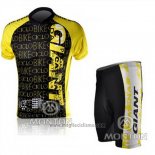 2010 Abbigliamento Ciclismo Giant Nero e Giallo Manica Corta e Salopette