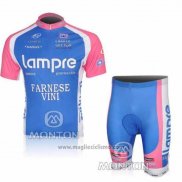 2010 Abbigliamento Ciclismo Lampre Farnese Vini Rosa e Azzurro Manica Corta e Salopette Pantaloni