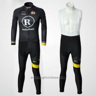 2010 Abbigliamento Ciclismo Radioshackp Nero Manica Lunga e Salopette