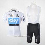 2011 Abbigliamento Ciclismo Sky Lider Bianco e Celeste Manica Corta e Salopette