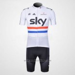 2012 Abbigliamento Ciclismo Sky Campione Regno Unito Nero e Bianco Manica Corta e Salopette