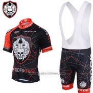 2013 Abbigliamento Ciclismo Rock Racing Rosso e Nero Manica Corta e Salopette