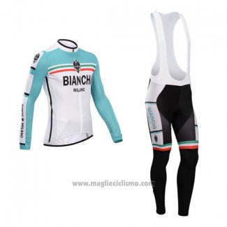 2014 Abbigliamento Ciclismo Bianchi Verde e Bianco Manica Lunga e Salopette