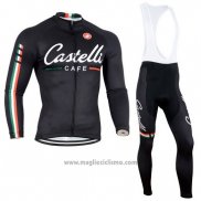 2014 Abbigliamento Ciclismo Castelli Nero Manica Lunga e Salopette