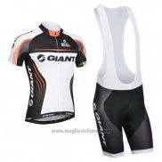 2014 Abbigliamento Ciclismo Giant Bianco e Nero Manica Corta e Salopette