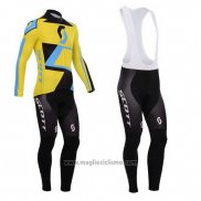 2014 Abbigliamento Ciclismo Scott Giallo e Nero Manica Lunga e Salopette