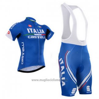 2015 Abbigliamento Ciclismo Castelli Italia Blu Manica Corta e Salopette