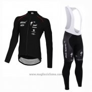 2015 Abbigliamento Ciclismo Ettix Quick Step Nero Manica Lunga e Salopette