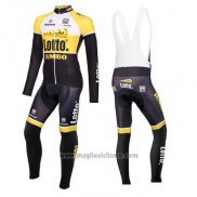 2015 Abbigliamento Ciclismo Lotto NL Jumbo Giallo e Nero Manica Lunga e Salopette