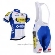 2015 Abbigliamento Ciclismo Topsport Bianco e Celeste Manica Corta e Salopette