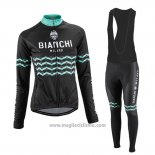 2016 Abbigliamento Ciclismo Donne Bianchi Nero Manica Lunga e Salopette