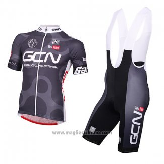 2016 Abbigliamento Ciclismo Global Cycling Network Grigio e Rosso Manica Corta e Salopette